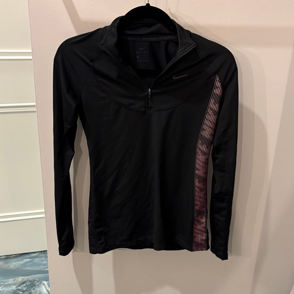 Nike Black and Pink Long Sleeve Top